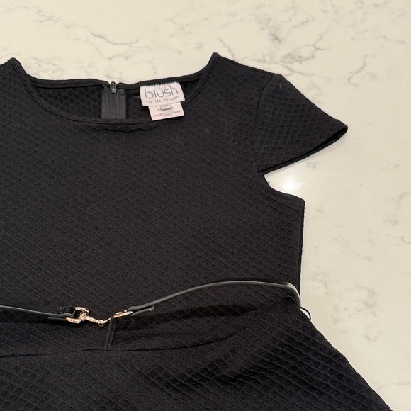 Kids Size 12 Blush by US Angels Black Formal Dress with Belt - Picture 5 of 12